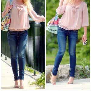 Hollister Mid Rise Skinny Side Ankle Zipper Jeans